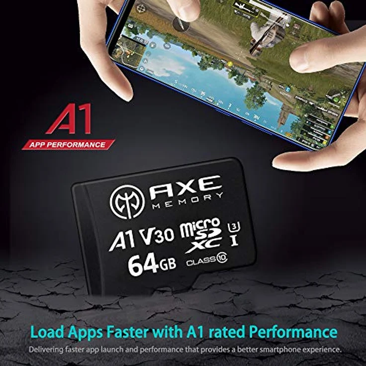 AXE AXP4K64 MicroSDXC Speicherkarte + SD Adapter mit A1 App Performance, V30 UHS-I U3 4K – Bild 5