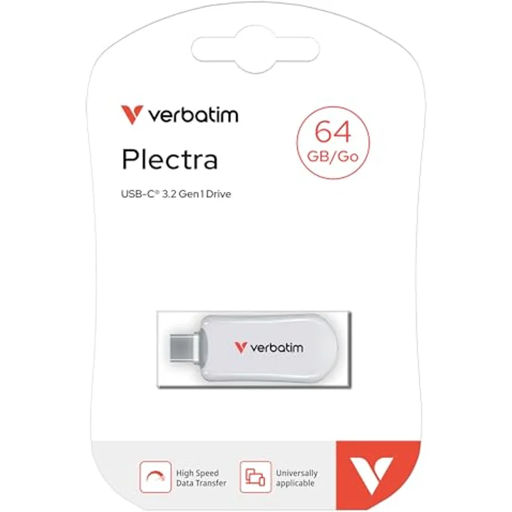 Verbatim USB-Stick Plectra, 64 GB, USB-C 3.2, Lesegeschwindigkeit 100 MB/Sek., weiß – Bild 3