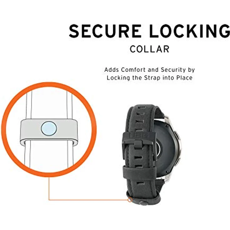 Urban Armor Gear Leder Strap Armband Samsung Galaxy Watch 46 mm, Gear S3 Frontier & Classic, Watch Active 2 44 mm (Designed für Samsung Smartwatches, Ersatzband aus Leder) - schwarz – Bild 6