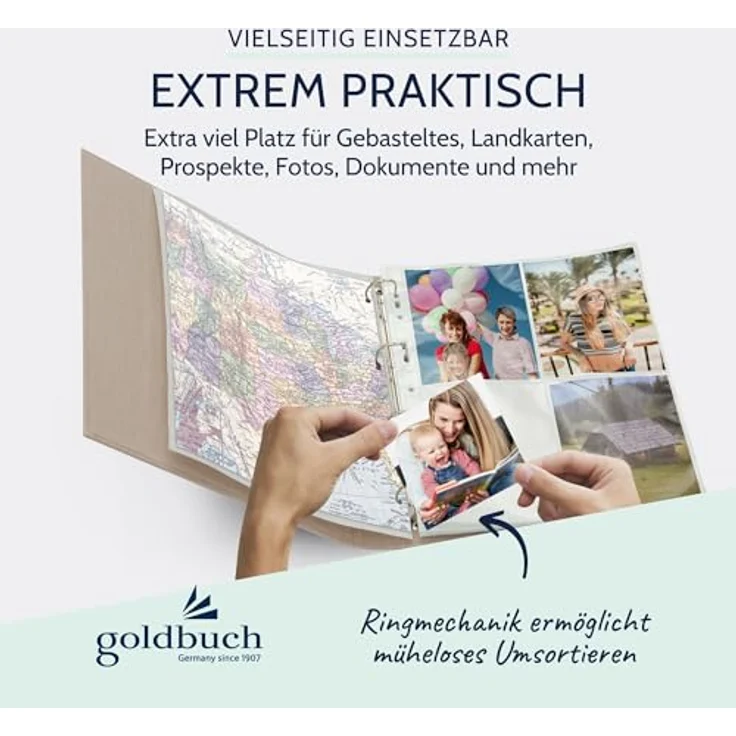 goldbuch Ringbuch A4 Bella Vista Trend, Leinenumschlag, 2-Ringmechanik, beige – Bild 5