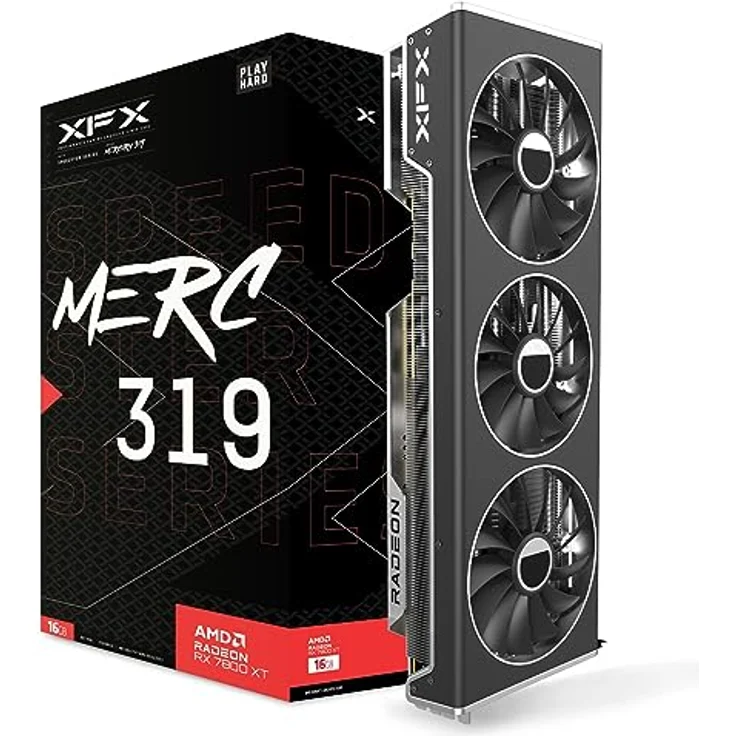 XFX Speedster MERC319 Black Gaming Radeon Gaming Grafikkarte RX 7800 XT 16 GB GDDR6 HDMI 3xDP, AMD RDNA™ 3 (RX-78TMERCB90) – Bild 1
