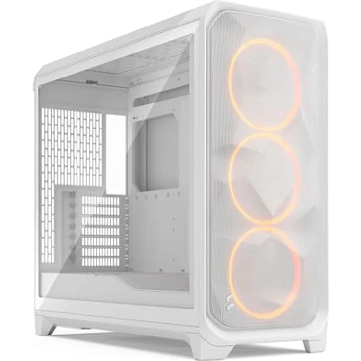 Fractal Design Meshify 3 XL White RGB TG Clear Tint, PC-Gehäuse mit hervorragender Belüftung und drei ARGB Lüftern, E-ATX-kompatibel – Bild 1