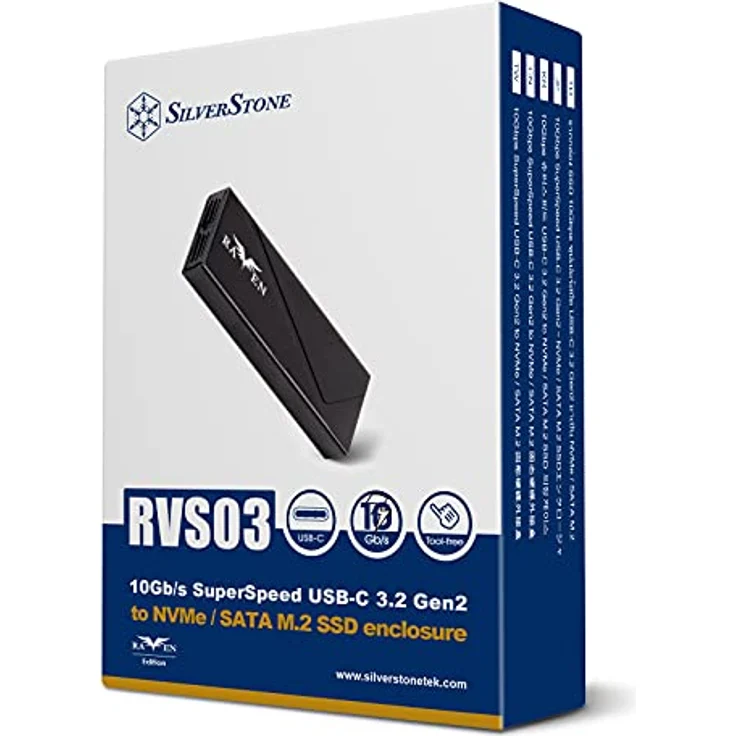SilverStone Technology RVS03, 10-Gb s-SuperSpeed-USB-C-3.2-Gen-2-zu-NVMe SATA-M.2-SSD-Gehäuse, SST-RVS03 Schwarz – Bild 2