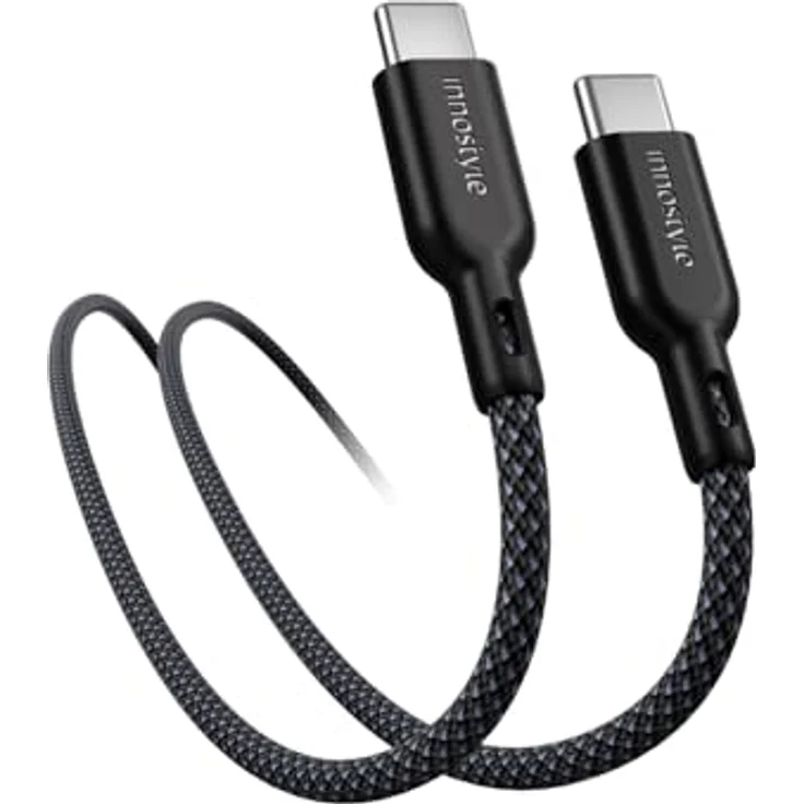 Innostyle USB-C Schnellladekabel 60W, 2m, Schwarz, für iPhone & Samsung, flexibles geflochtenes Design, Hochgeschwindigkeits-Datenübertragung – Bild 1