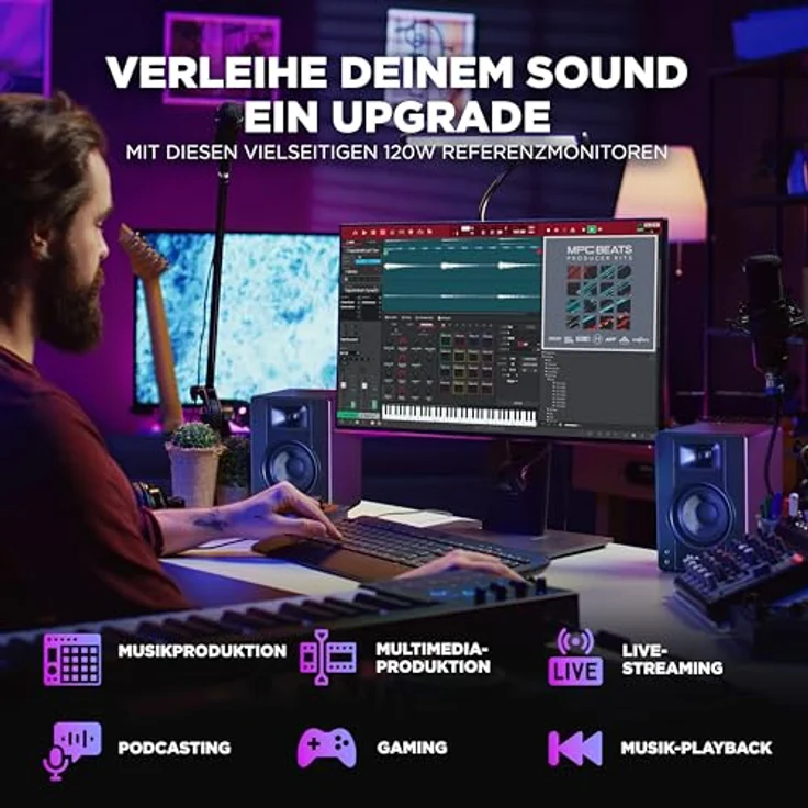 M-Audio BX4 P, 4,5" Studio Monitor Lautsprecher, 120-Watt Schwarz, Paar für Musikproduktion und Podcasting – Bild 2