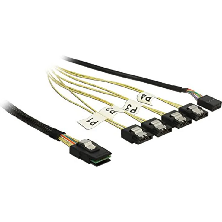 Delock Kabel mini SAS SFF-8087 > 4 x SATA 7 Pin Reverse + Sideband 1 m