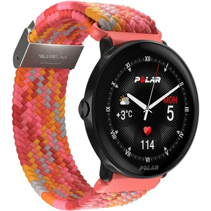 Polar WB20mm Braided Yarn Uhrenarmband, Rot, 20 mm Textil, weich und flexibel – Bild 4