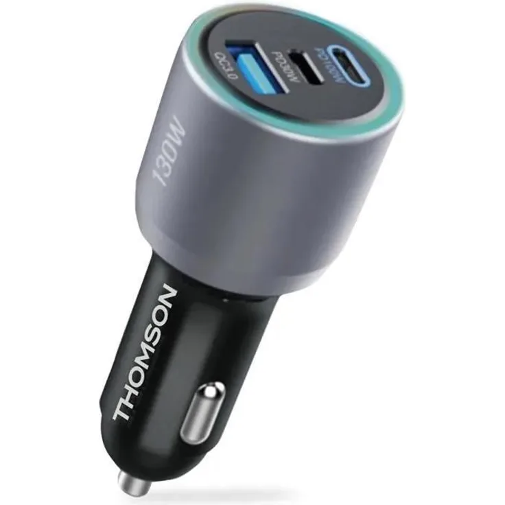 THOMSON Kfz-Ladegerät THO3513767410502, 130 W, GaN-Technologie, 2 USB-C-Anschlüsse, PD 100 W + PD 30 W