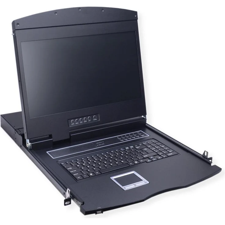 Value KVM-Konsole mit KVM-Switch, 8 Anschlüsse, USB, 48 cm (19"), max. Auflösung 1366x768, Schwarz