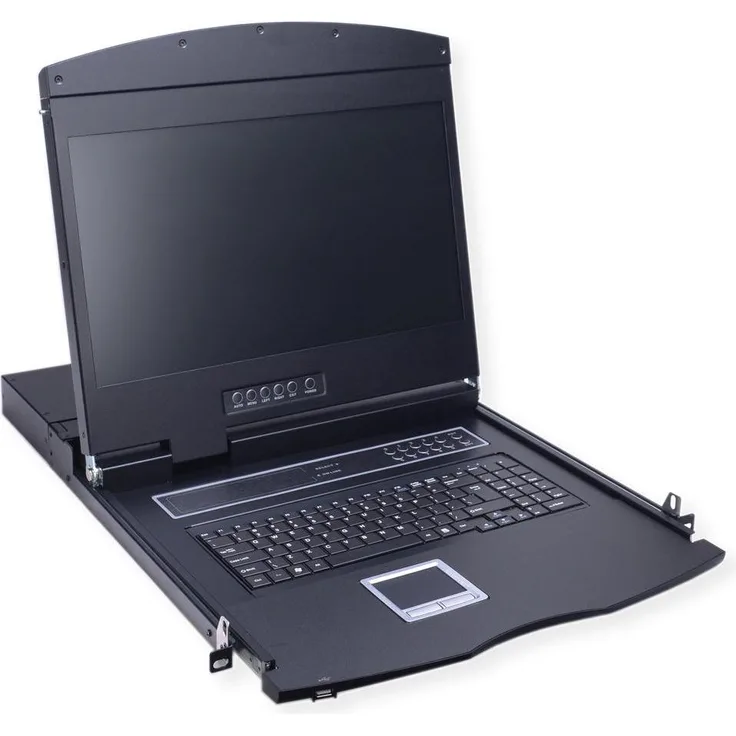 Value KVM-Konsole mit KVM-Switch, 8 Anschlüsse, USB, 48 cm (19"), max. Auflösung 1366x768, Schwarz