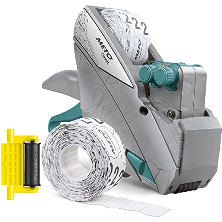 METO Preisauszeichnungsgerät Classic L, 2-zeiliges Beschriftungsgerät mit ergonomischem Griff, grau