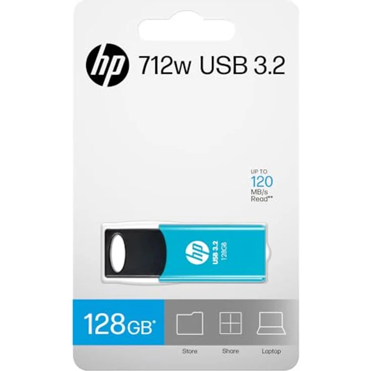 HP 712w USB 3.2 Gen 1 Flash-Laufwerk 128GB, blau, bis zu 120 MB/s Lesegeschwindigkeit, langlebiges Schiebe-Design – Bild 5