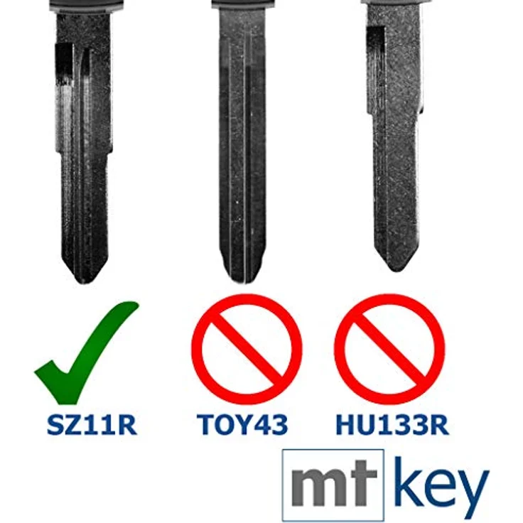mt-key Auto Schlüssel 2 Tasten, SZ11R Rohling, Tastenfeld, VARTA CR1620 Knopfzelle für Opel Agila, Suzuki SX4, Alto, Swift und Splash, Funk Fernbedienung – Bild 2