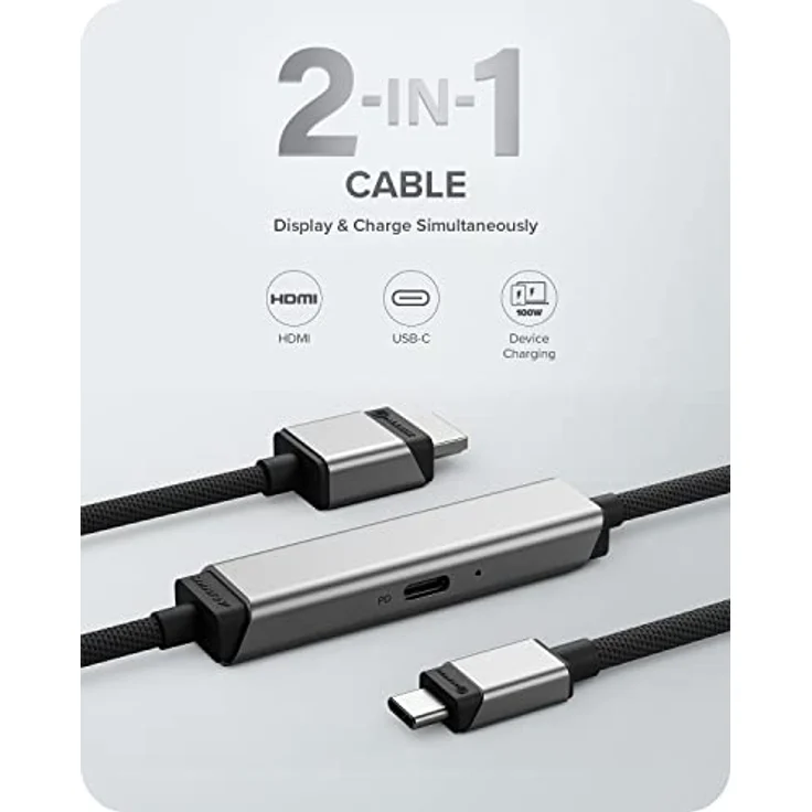 ALOGIC Ultra USB-C-zu-HDMI-Kabel, 4K externes Display, 100 W Power Delivery, geflochtenes Nylonkabel mit Metallgehäuse, 2M, kompatibel mit Windows, Mac und Chromebook – Bild 2