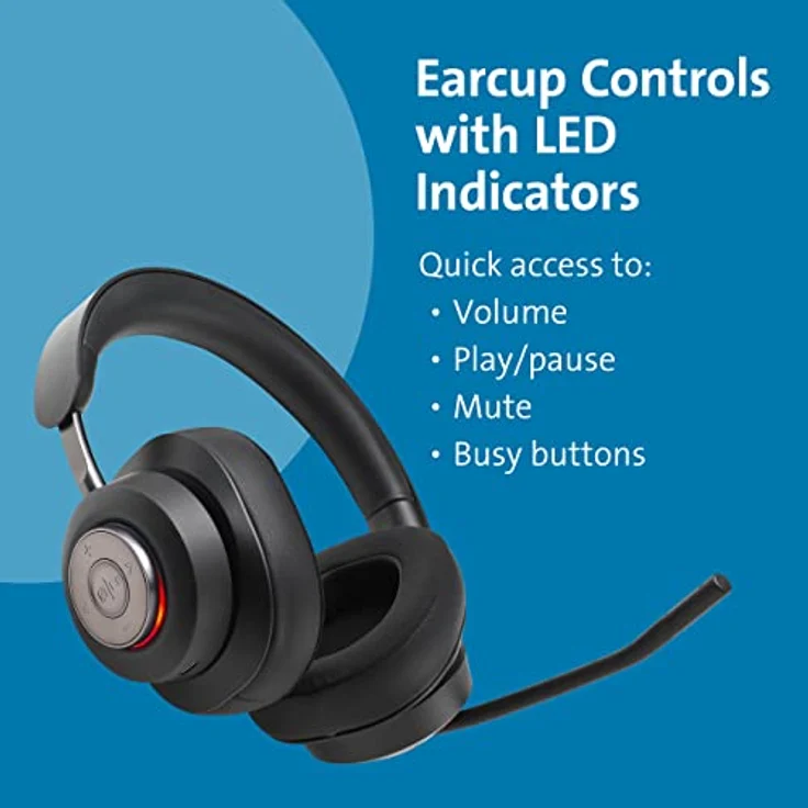 Kensington H3000 Over-Ear Bluetooth Kopfhörer mit Mikrofon, Windows- und Mac-kompatibles kabelloses Headset, mit Noice-Cancelling, USB-C-Ladekabel und Tragetasche (K83452WW) – Bild 5