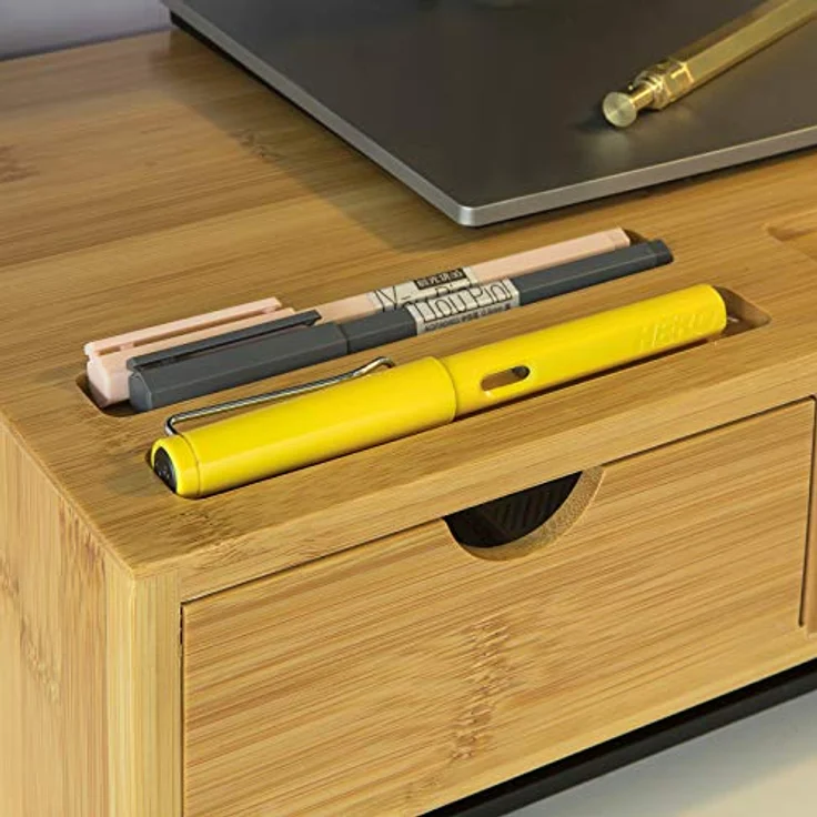 SoBuy Monitor-Halterung BBF03, Monitorständer aus Bambus, Natur, bis 25 kg belastbar, 51x11,5x25 cm – Bild 9