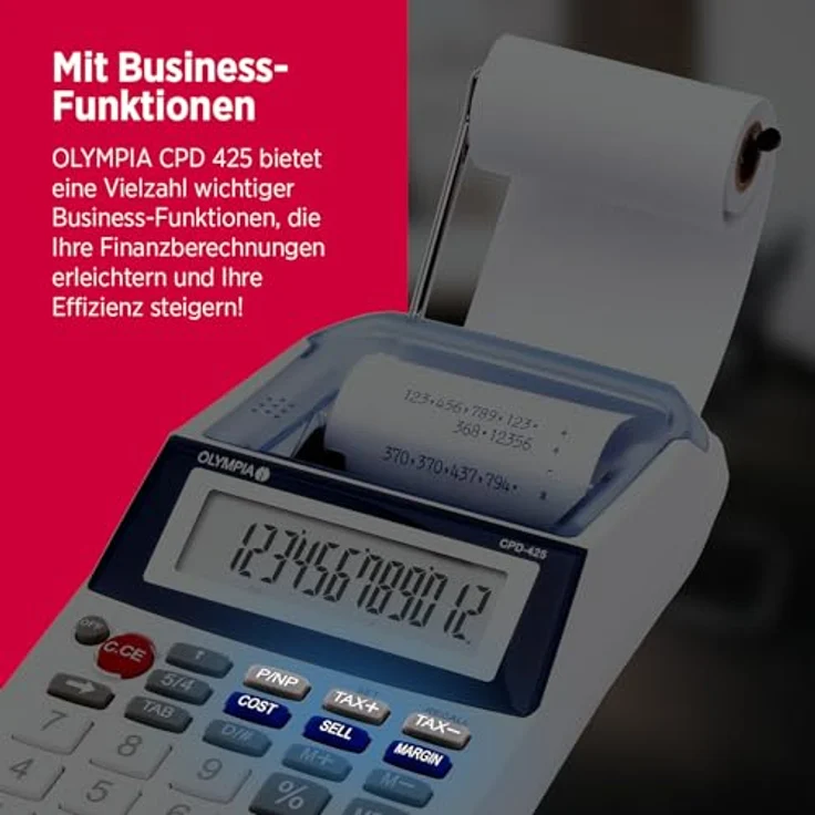 Olympia CPD 425 Tischrechner druckend, 12- stellige, LCD- Anzeige, 119.9 x 102.2 x 45.7 mm – Bild 5