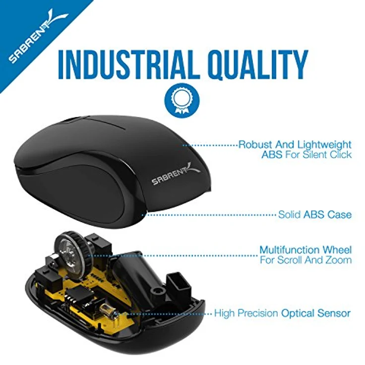 Sabrent Mäuse Mini-Reise 2.4GHz Funkmaus mit Nano-Empfänger (MS-WSML) – Bild 3