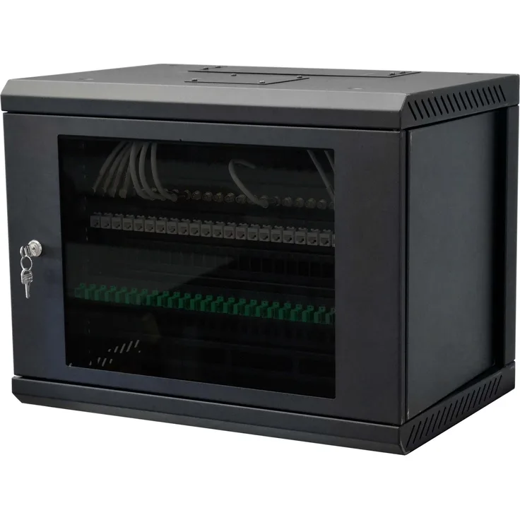 Televes TELE Montageschrank, Serverschrank, Schwarz, abschließbare Sicherheitsglastür, IP20, MSR198