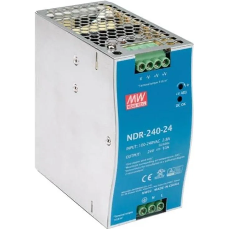 MeanWell NDR-240, Netzteil mit 1 Ausgang, 240 W, Hutschienenmontage, 24 V 10 A für industrielle Anwendung