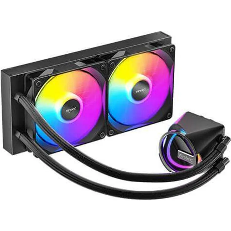 Antec Skeleton 240 ARGB, CPU Wasserkühler mit 240 mm Radiator, zwei 120 mm ARGB-Lüftern, Schwarz