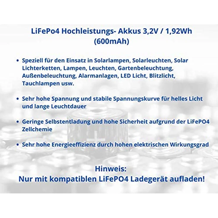 XCell IFR 14500 AA Solar Akku LiFePO4 3,2V 600mAh – Bild 4
