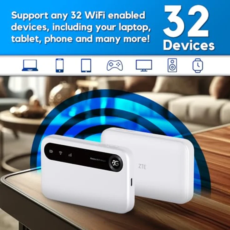 ZTE U50 Tragbarer WiFi-Hotspot 5G mit entsperrtem SIM-Steckplatz, kostengünstiger 5G-Modem-Router für 32 Heim-/Geschäftsgeräte, 5G und 4G+, AX1800 WiFi 6, bis zu 32 Geräte - Preisvergleich – Bild 5