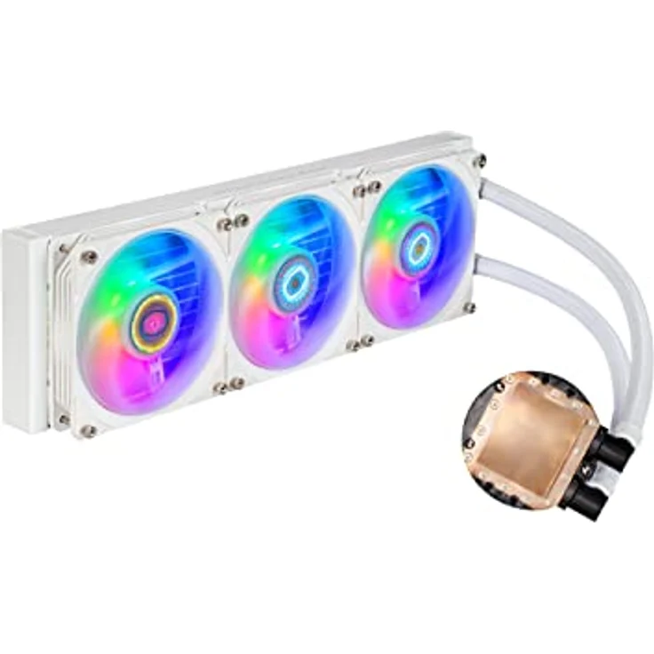 Cooler Master MasterLiquid PL360 Flux CPU-Kühler - AIO Wasserkühlung mit 3 x 120mm Lüfter, 360mm Kühler inkl. ARGB-Controller (2te Generation) - AMD- und Intel-kompatibel, weiß – Bild 3