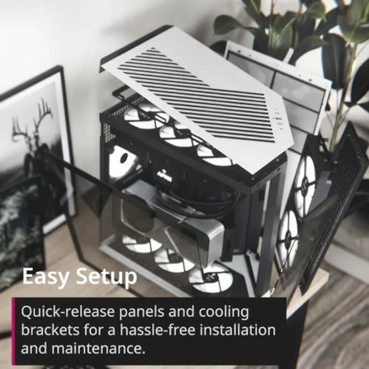 APNX V1 PC-Gehäuse, Midi-Tower, ATX, Tempered Glass - schwarz / weiß, extravagantes Design mit Panoramafenster – Bild 6