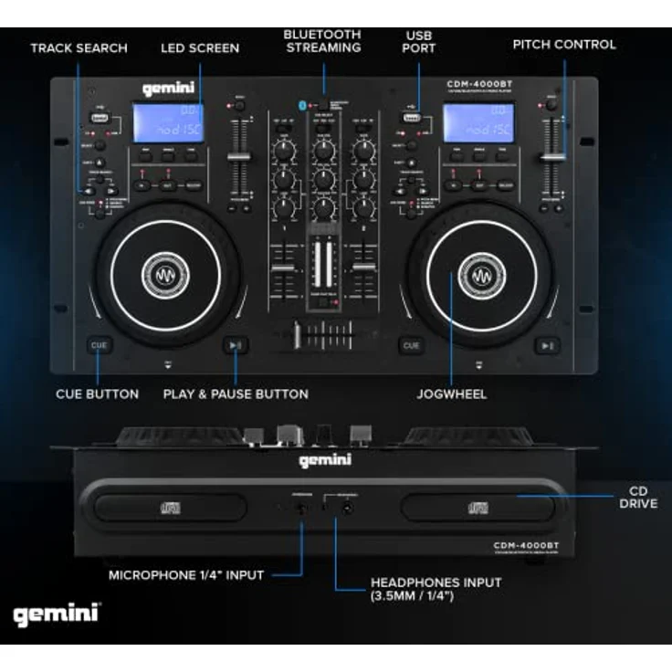 Gemini CDM4000BT - DJ Doppel-CD-Player mit Bluetooth und USB – Bild 3