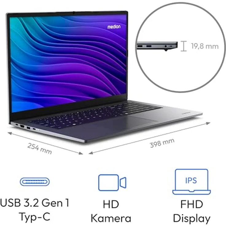 MEDION 43,9 cm (17,3 Zoll Full HD) E17433 Laptop (Intel Core i5-13420H, 16GB DDR4 RAM, 1TB SSD, HD Webcam, WLAN, Win 11) – Bild 3