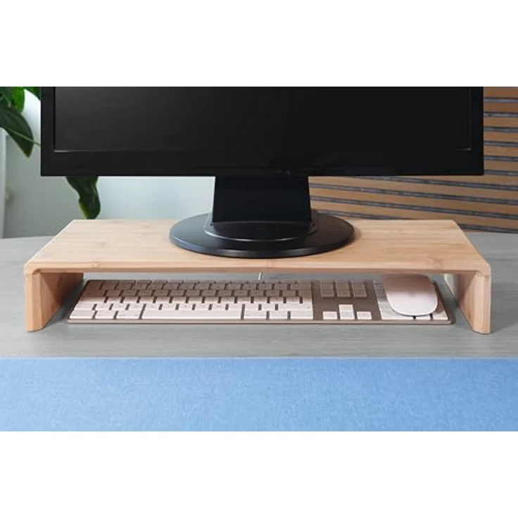 Sigel SA208 Monitorständer aus Bambus, Monitorerhöhung 50 x 8 x 19,5 cm mit Kabelmanagement und rutschhemmenden Silikonpads – Bild 2