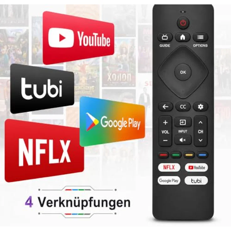 Mycotech Fernbedienung für Philips Smart TVs, kompatibel mit Google TVs und Android TVs, sofort einsatzbereit mit Direktwahltasten für Netflix und YouTube – Bild 7