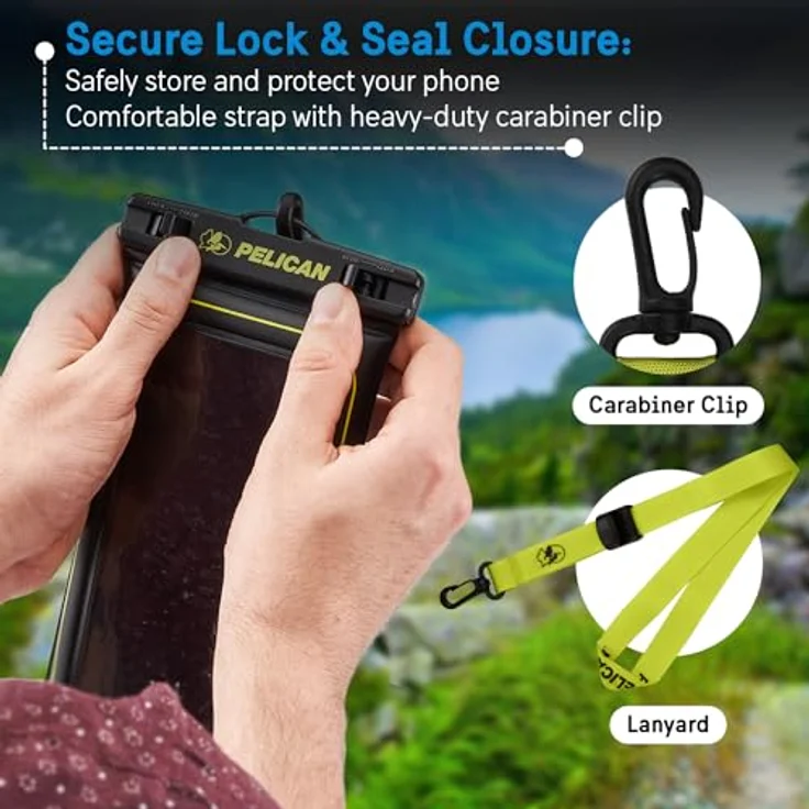 Pelican Marine – IP68 wasserdichte Handyhülle/Hülle (Normale Größe) – schwimmende, wasserdichte Handyhülle für iPhone 15 Pro Max/14 Pro Max/13 Pro Max/12/S24 Ultra – abnehmbares Umhängeband – – Bild 5