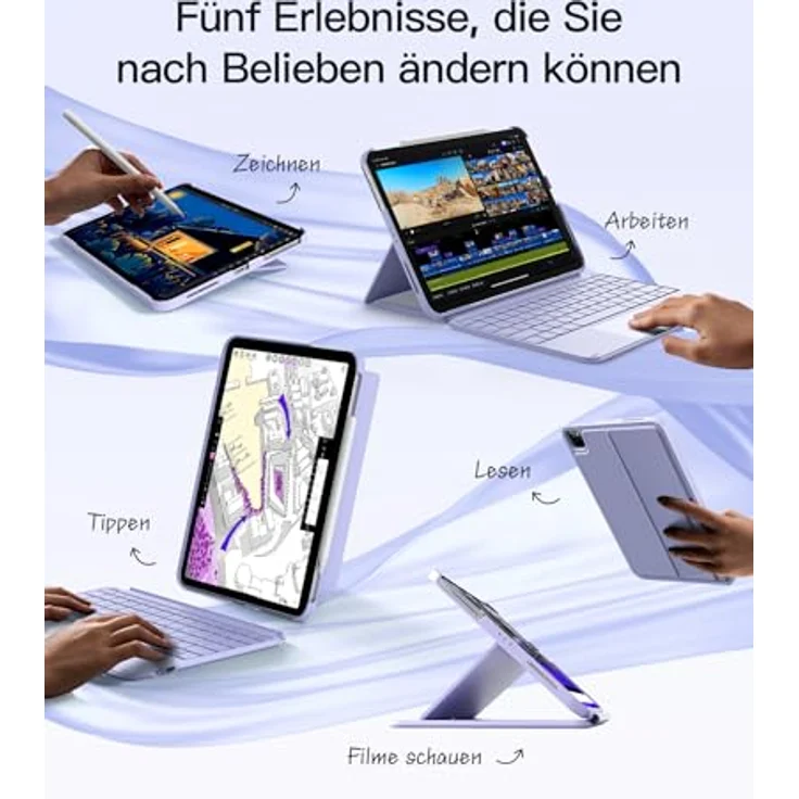 Inateck iPad-Tastatur für 11'' iPad Air 6 Gen 2024, iPad 10, iPad Air 5/4 Gen, 11'' iPad Pro (Ultraleichte, Abnehmbare Tastatur mit Touchpad, Tragbar) – Bild 4