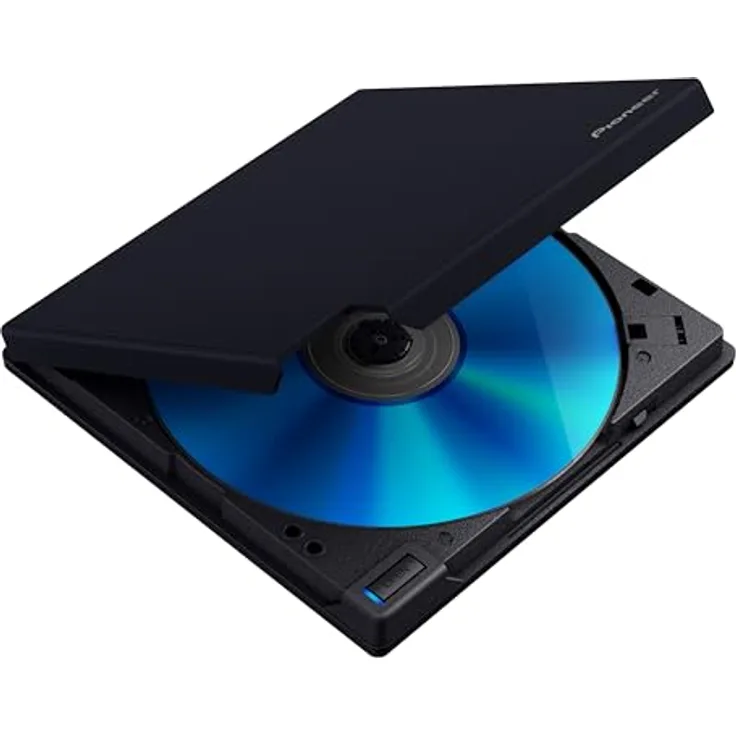Pioneer Externes Blu-ray-Laufwerk BDR-XD08EMB-S, Mattschwarzes Gehäuse, USB 3.2 Gen1 (USB-Typ-C) / 2.0, Ultraleichtes tragbares BD/DVD/CD-Brenner mit hochwertiger Gummibeschichtung
