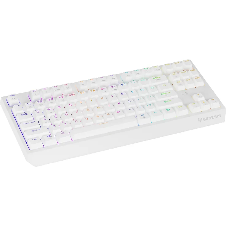 Genesis THOR 230 TKL, kabellose Gaming-Tastatur mit RGB-Beleuchtung, Outemu Red-Tasten, 3000-mAh-Akku, US-Layout, Weiß