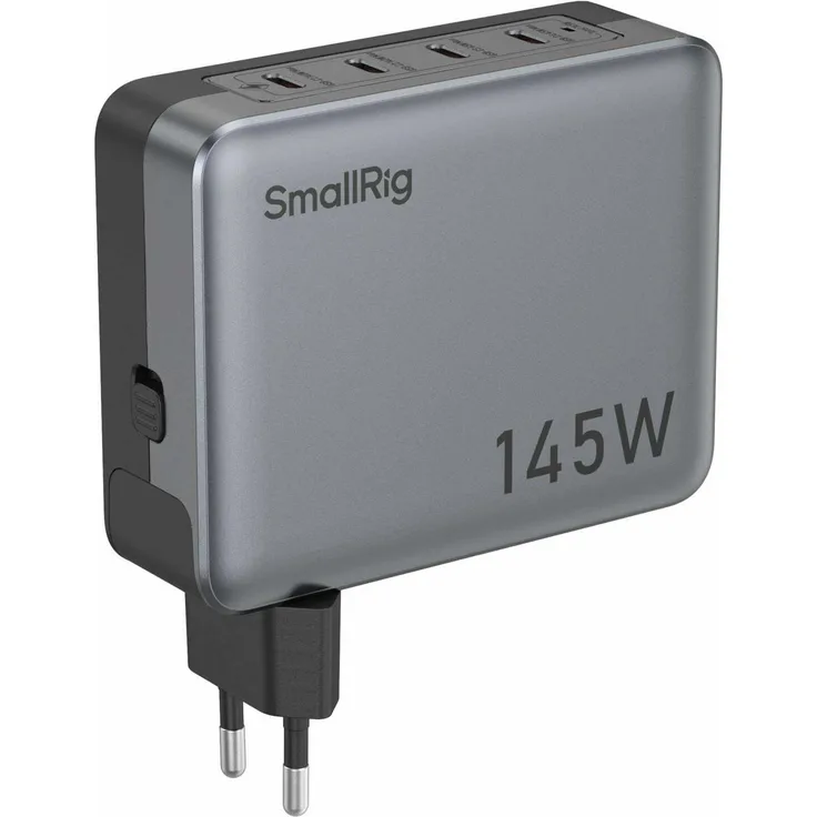 SmallRig 145W 4-Port PD Power Adapter (EU Standard) 4748, USB Ladegerät mit 4 Anschlüssen und 145 W Gesamtleistung, grau