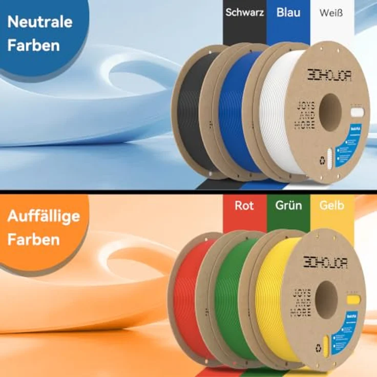 3DHoJor 3D Drucker Filament PLA, 1.75mm, 6KG Bundle Set mit kühlen und warmen Farbtönen, hochkompatibel – Bild 4