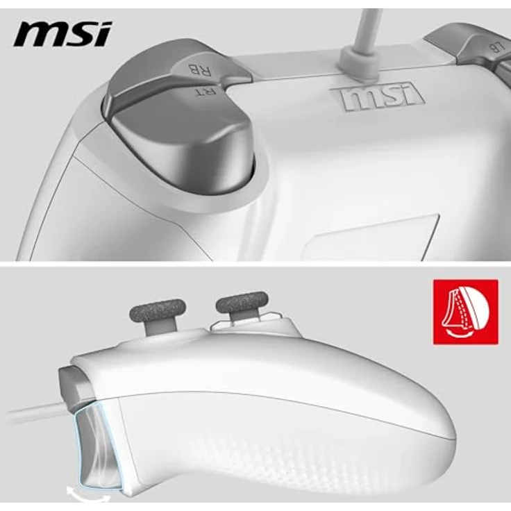 MSI FORCE GC200 WHITE, Gaming Controller für Android und PC, mit magnetischen Hall-Effekt-Triggern, ergonomischem Design und dynamischem haptischen Feedback, weiss – Bild 3