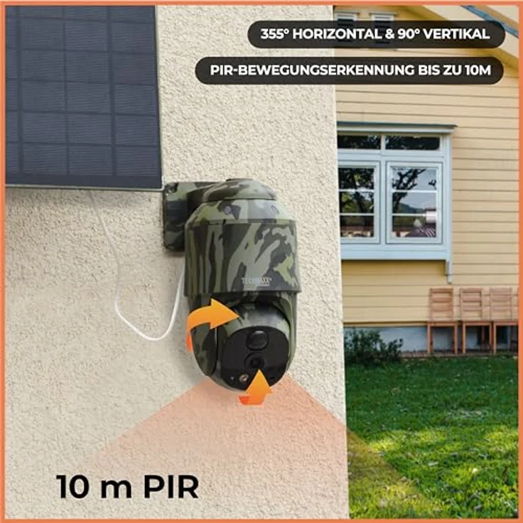Technaxx 4G PT Dome Outdoor-Sicherheitskamera TX-290 mit 5W Solarpanel - 360° PTZ, 4MP FullHD Video, Nachtsicht, PIR-Bewegungserkennung, IP65, 2-Wege-Audio, SIM- & MicroSD-Kartenunterstützung – Bild 5