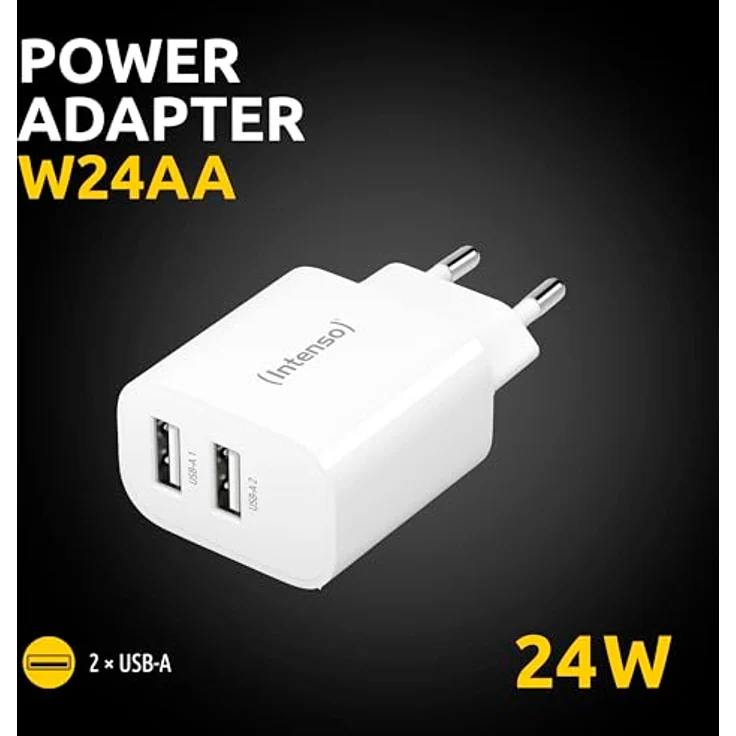 Intenso Power Adapter W24AA, USB-A Ladegerät mit 2 USB-A Anschlüssen, 24 Watt, weiß – Bild 2