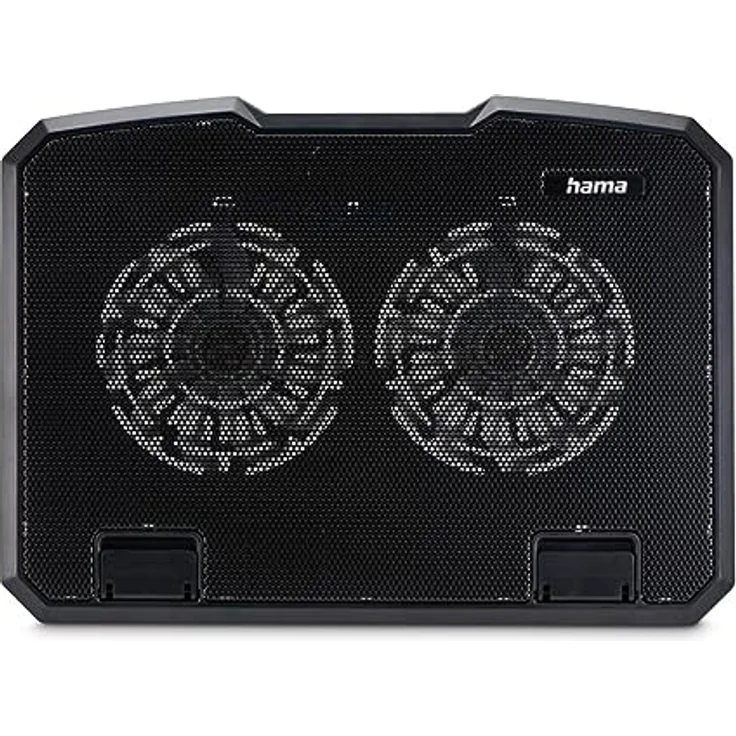 Hama Laptop-Kühler Black Metal, neigbar, leise, 2 Lüfter, 40 cm (15,6), Schwarz – Bild 1