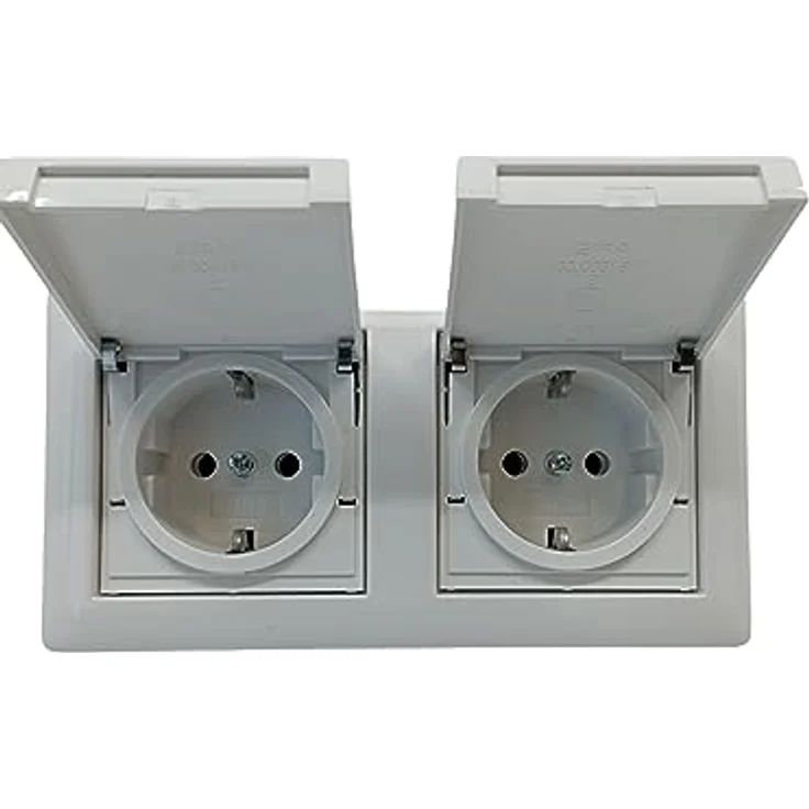GIRA 415803 2Fach Steckdose mit Rahmen und Klappdeckel IP44 – Bild 2