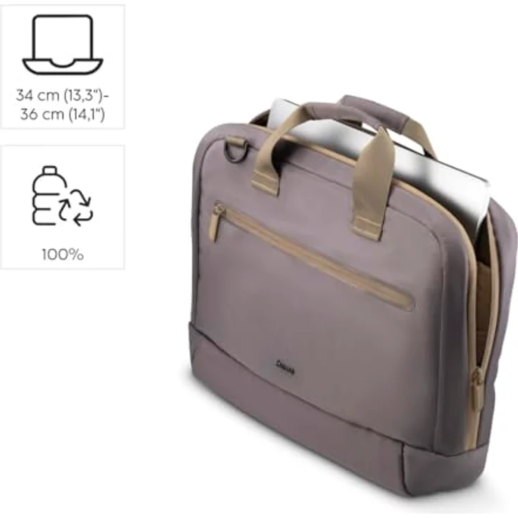 Hama Laptoptasche für Laptops 13,3“ - 14,1“ (leichte Businesstasche als Umhängetasche oder Tragetasche, Notebooktasche mit Organizer-Vorderfach und -Innenfach, wasserabweisend, gepolstert) anthrazit – Bild 4