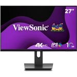 ViewSonic VG2762-4K 27" 4K IPS-Monitor, HDMI x2, DisplayPort, entspiegelt, VESA-kompatibel, 10-bit, HDR10, Ergonomisch, Eye ProTech, Schwarz