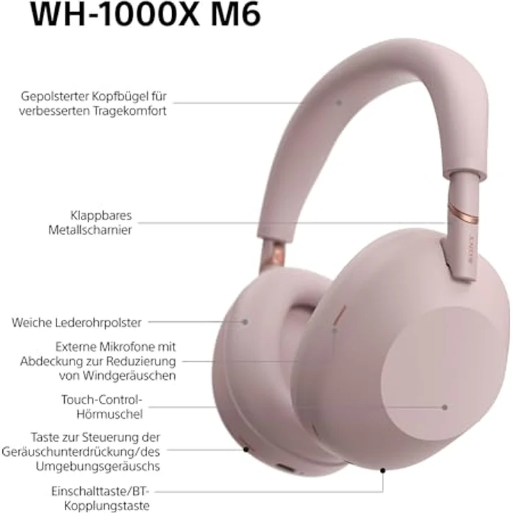 Sony WH-1000XM6P, Over-Ear-Kopfhörer mit Adaptive Noise-Cancelling, Freisprechfunktion, Hi-Res Sound, Multi-Point-Verbindung und Transparenzmodus, schwarz – Bild 13