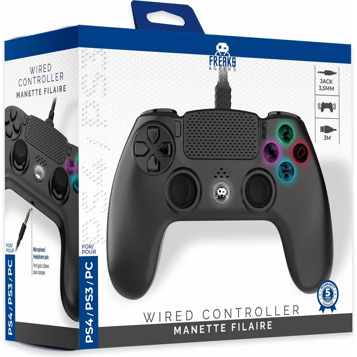 Freaks and Geeks 140061n, Gaming Controller für PC, PS4 und PS3, kabellos mit rutschfester Oberfläche, Schwarz