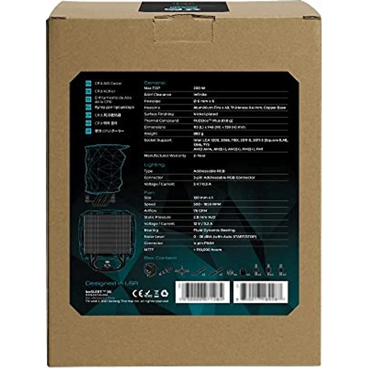 Iceberg Thermal IceSLEET X6 Intel & AMD Doppel Tower Hochleistungs-CPU-Kühler 6 Kupfer-Heatpipes, vernickelt, adressierbar, RGB ARGB 120 mm PWM-Lüfter – Bild 5