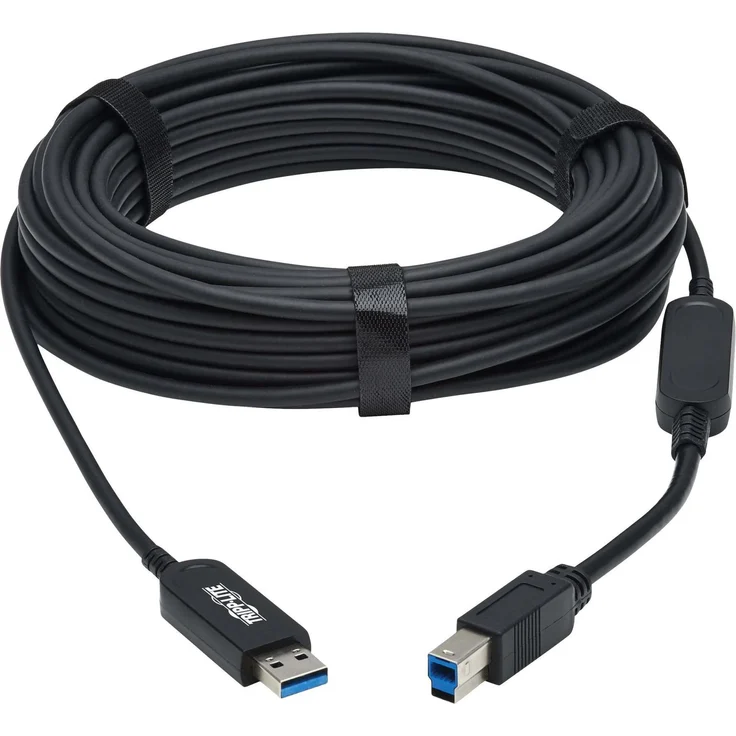 Eaton USB 3.2 Gen 1 Plenum-Rated Fiber Active Optical Cable AOC, 20 m, 5 Gbps, USB A to B M/M, schwarz